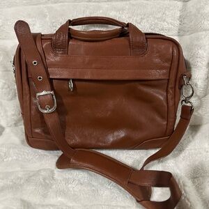 Mcklein Montclare leather laptop and tablet briefcase in a brown color